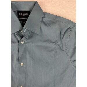 BONOBOS Stretch Standard Fit Gingham Dress Shirt Mens 16‎ 1/2 34 Blue White